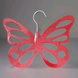 Pink Glitter Plastic Butterfly Belt Or Scarf Hanger